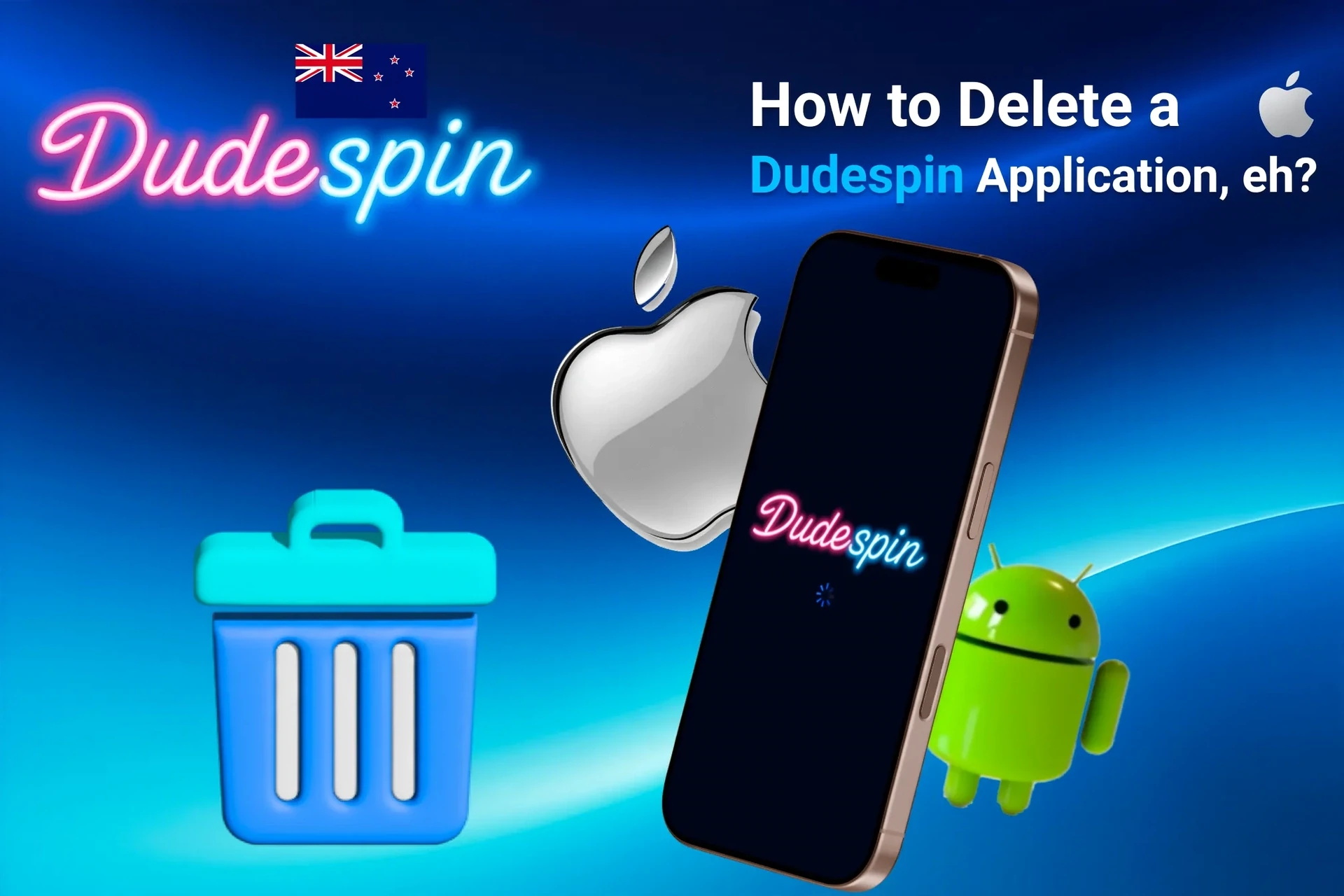 Instructions on how to delete the application from iOS and Android devices, shown with app icons