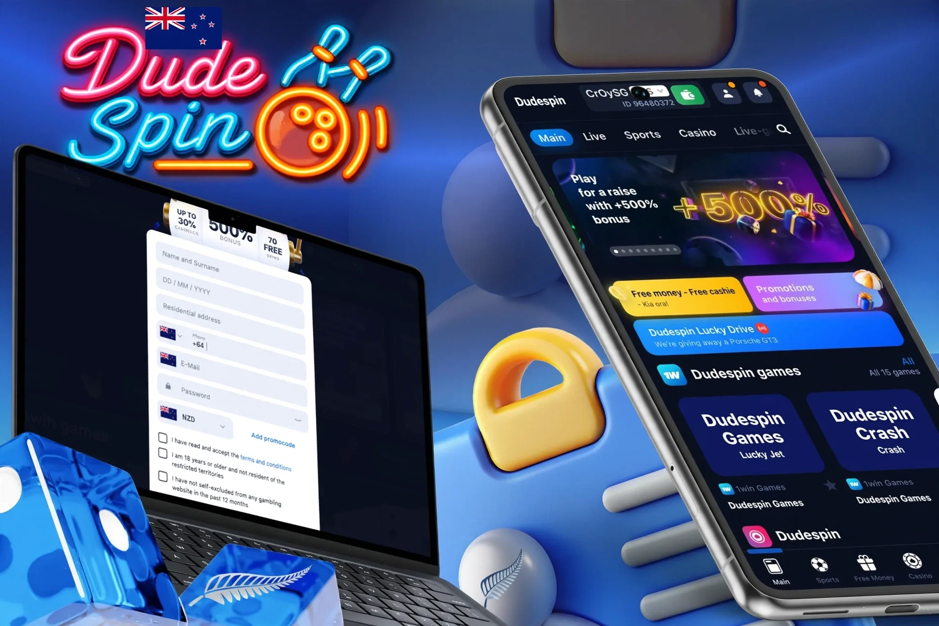 Description of registering with DudeSpin and receiving a welcome bonus
