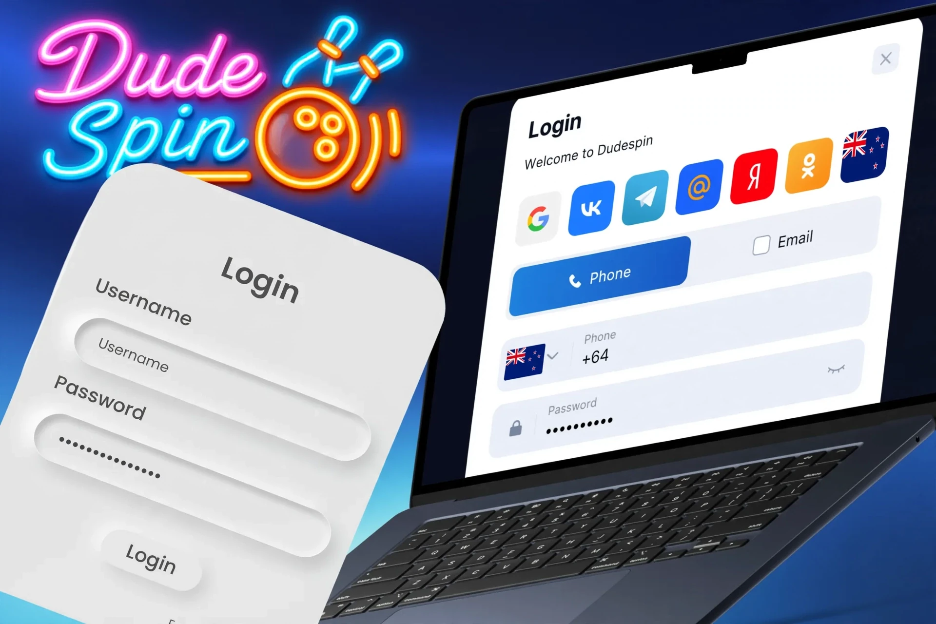 Description of actions to log in to your account via the website or mobile app