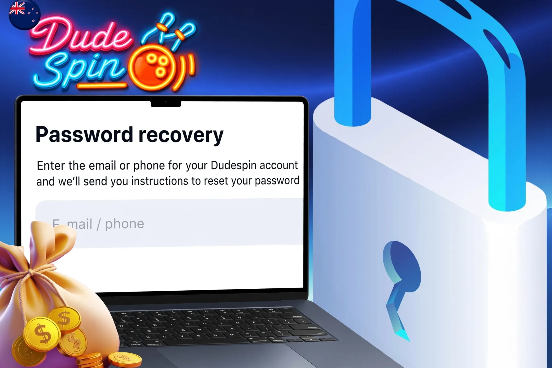 Procedure for restoring access to a DudeSpin account if the password is lost
